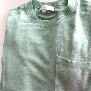 Women’s Loft Mint Green pullover sweater with pocket.